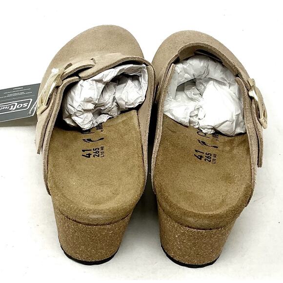 Birkenstock Papillio Fanny Ring Buckle Brown Sand Wedge Clog Mules Size 10 NEW - Picture 6 of 10